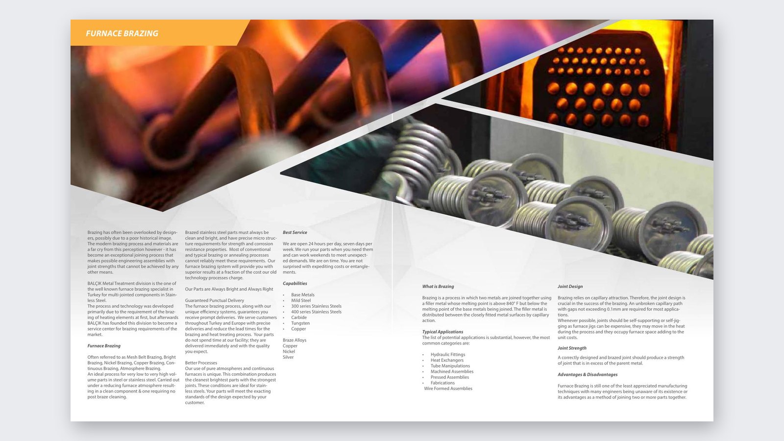 Furnace brazing pages of the Balçık 2016 catalogue